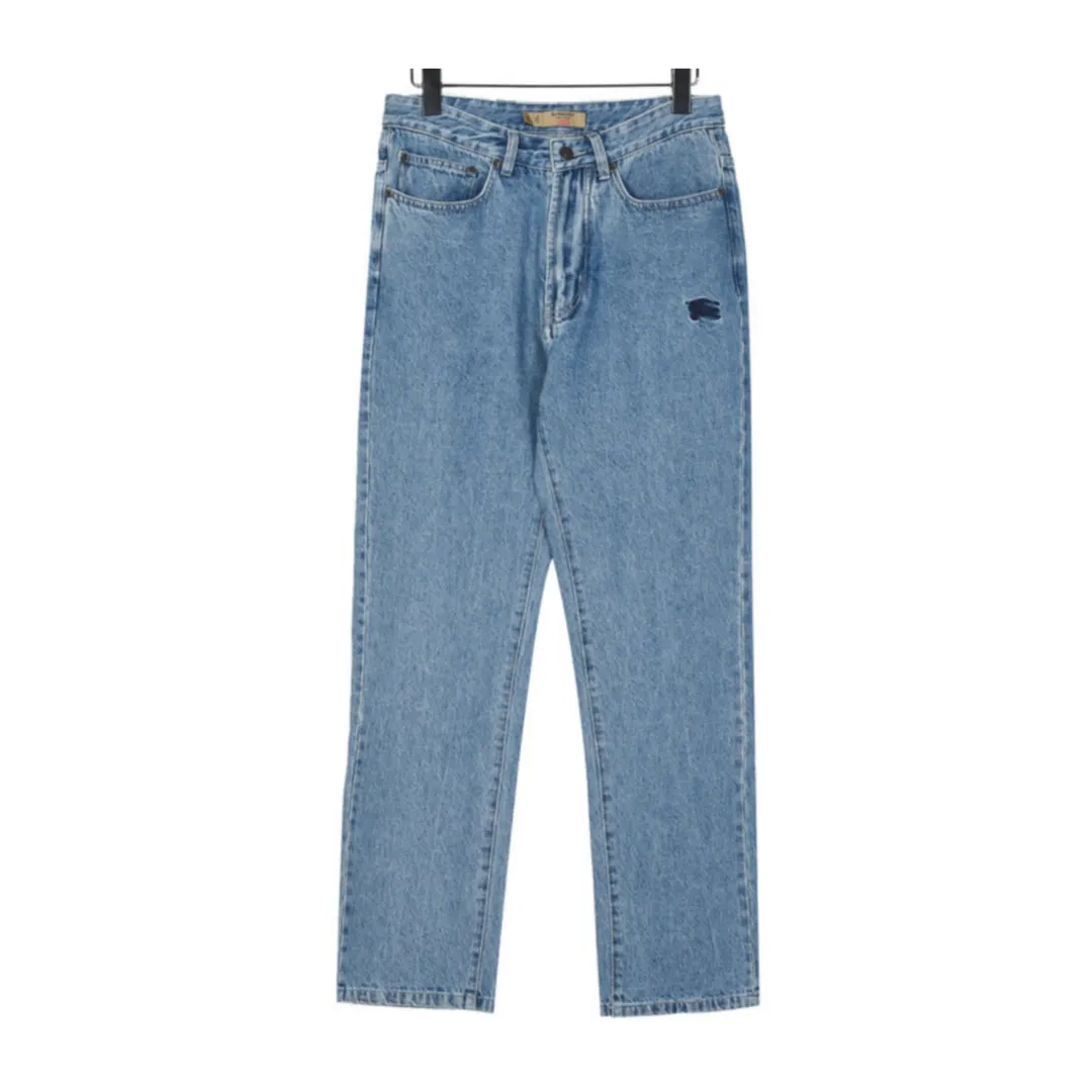 BUR Embroidered Knight Logo Washed Jeans in Blue - 369 - bbr0000369