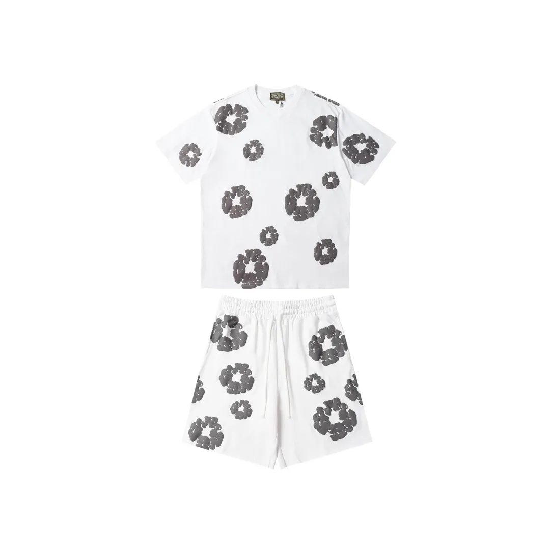 DT Set White & Gray Tee & Shorts - 141 - dt0000141