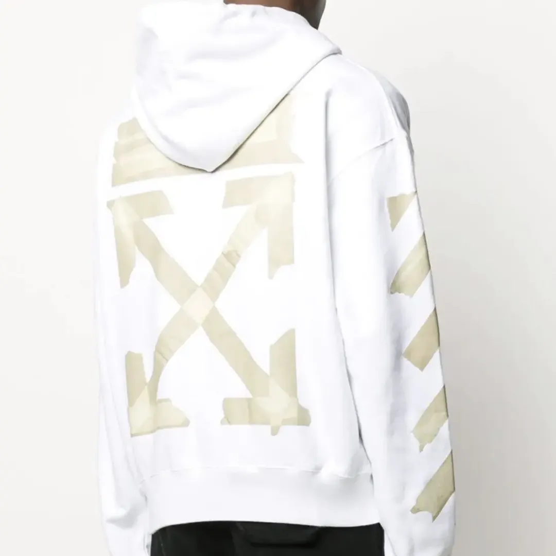 OW Diagonal Tape Arrows Hoodie in White - 349 - owf0000349 - Image 3