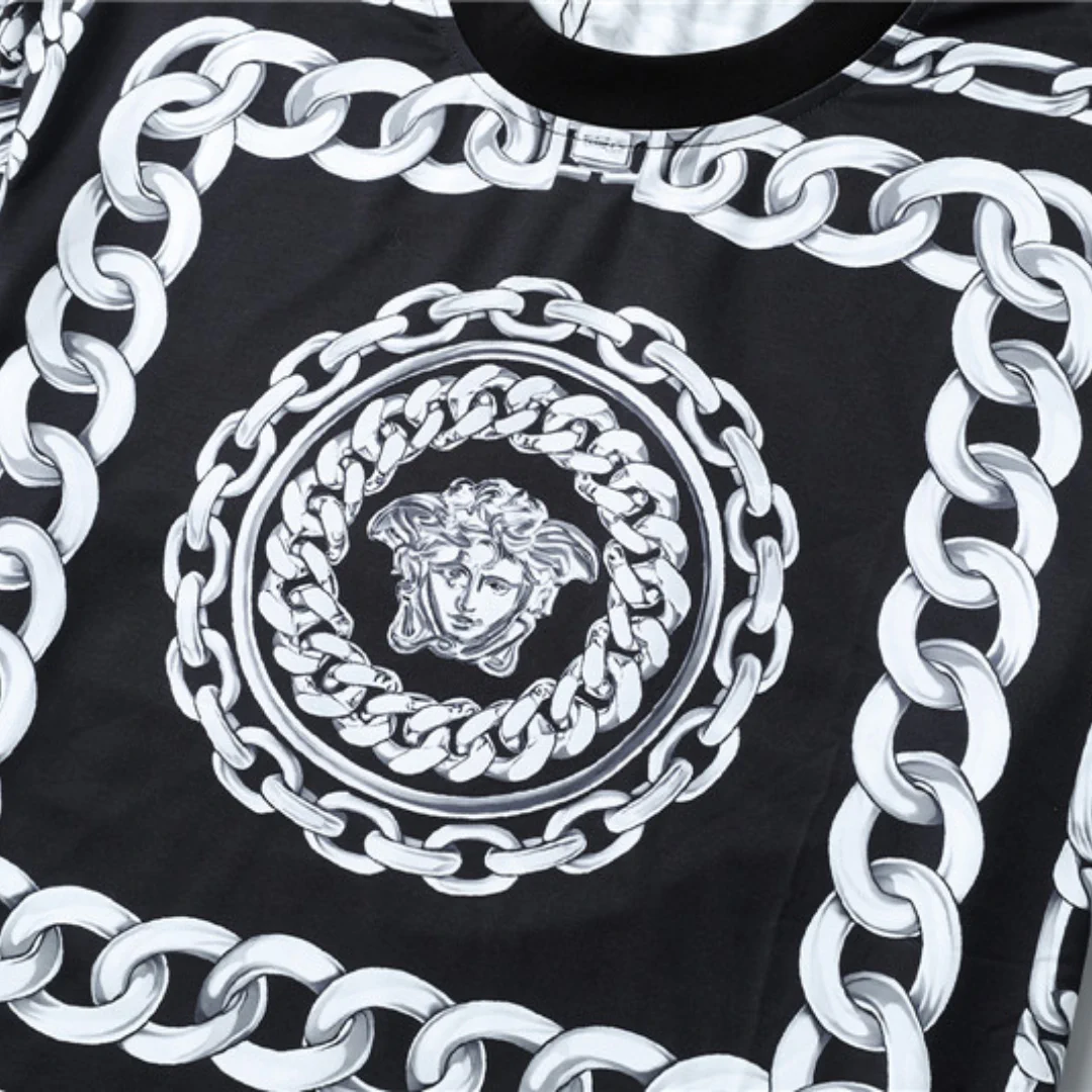 VS Medusa Chain Silk Twill Camp T-Shirt in Black - vs0000080 - Image 6