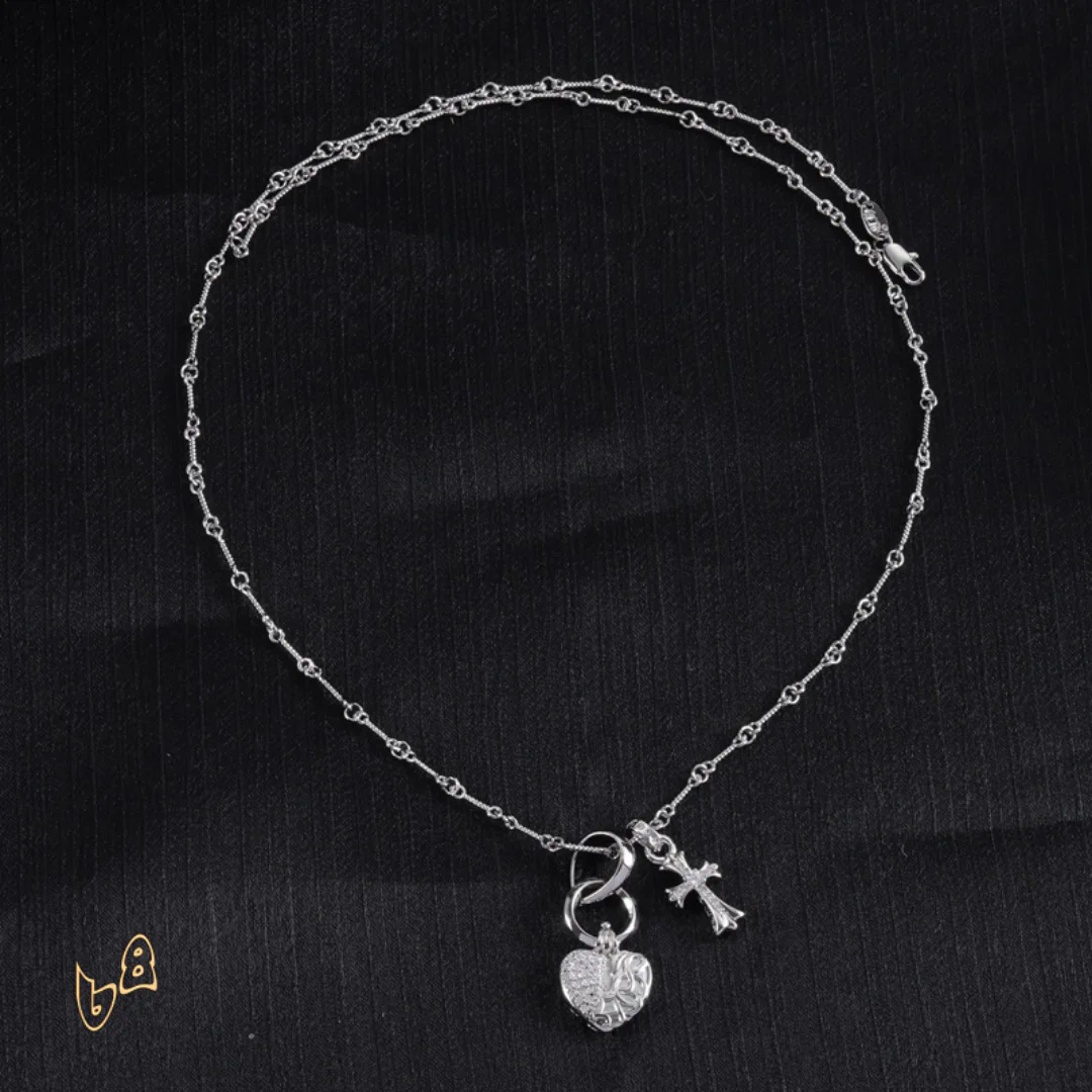 CH Heart And Cross Pendant Necklace - CH0022 - Image 6