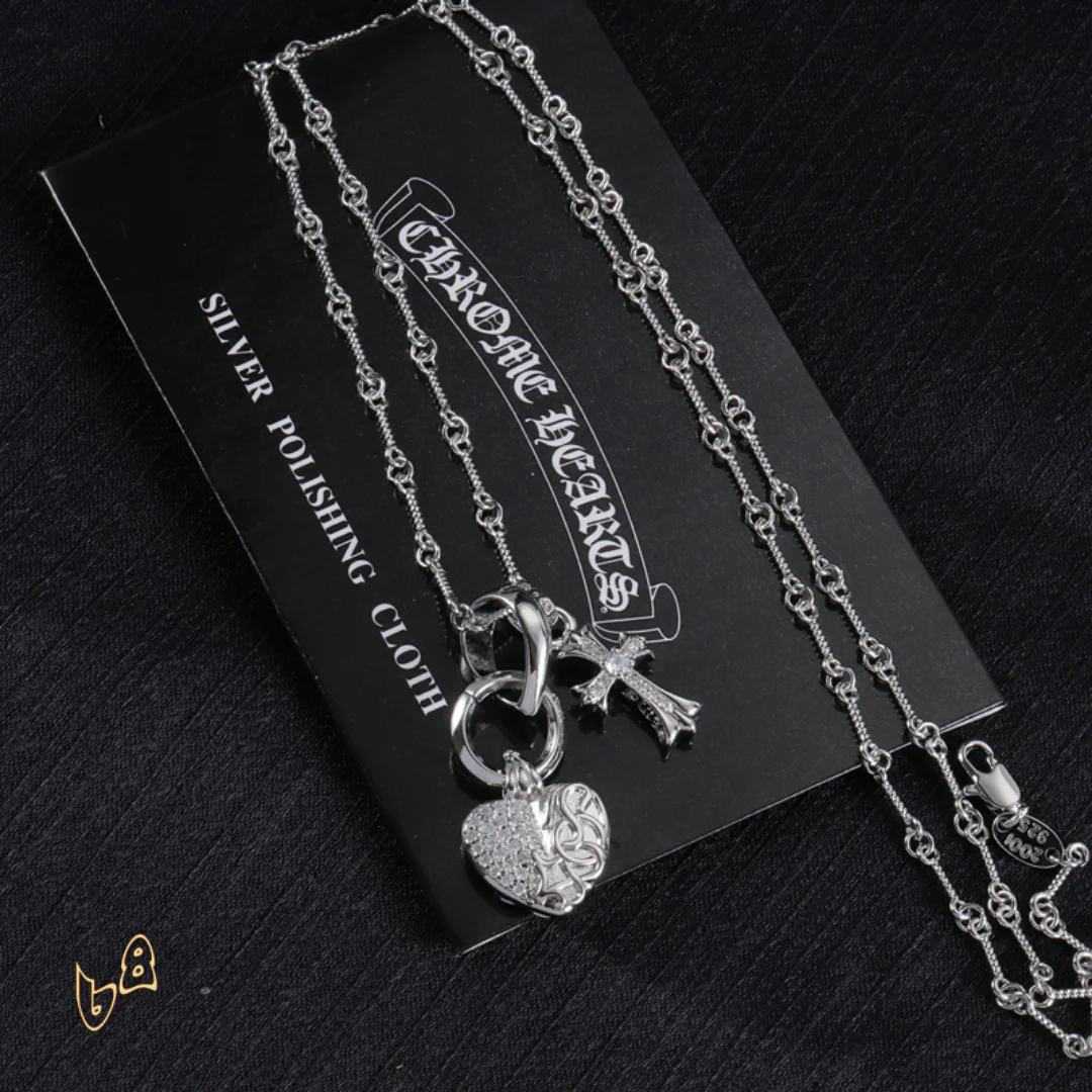 CH Heart And Cross Pendant Necklace - CH0022 - Image 5