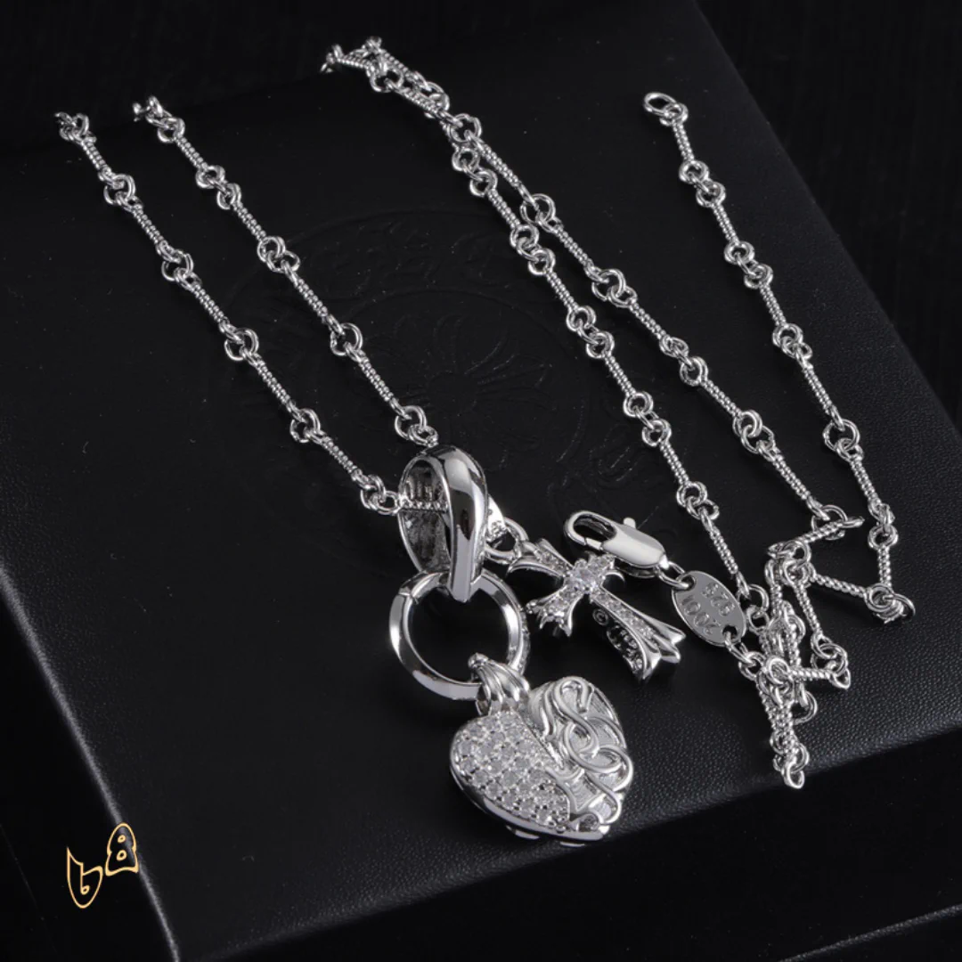 CH Heart And Cross Pendant Necklace - CH0022 - Image 4