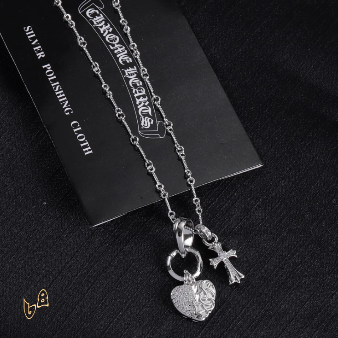 CH Heart And Cross Pendant Necklace - CH0022 - Image 3