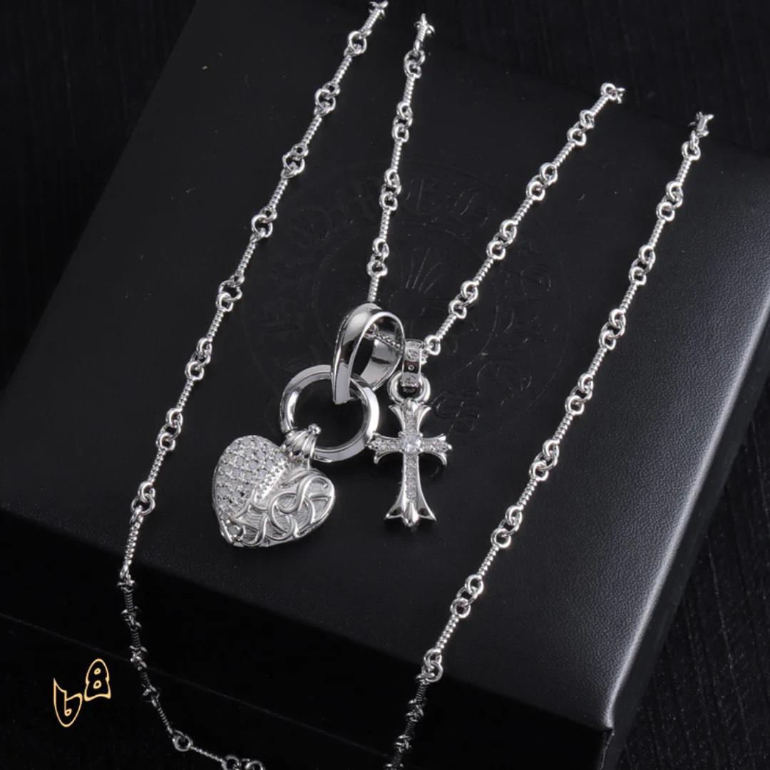 CH Heart And Cross Pendant Necklace - CH0022 - Image 2