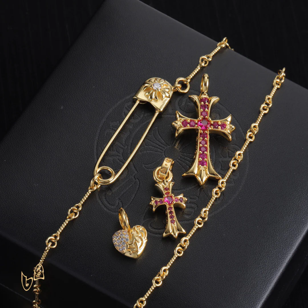 CH Cross & Heart Pin Pendant Necklace - CH0048 - Image 5