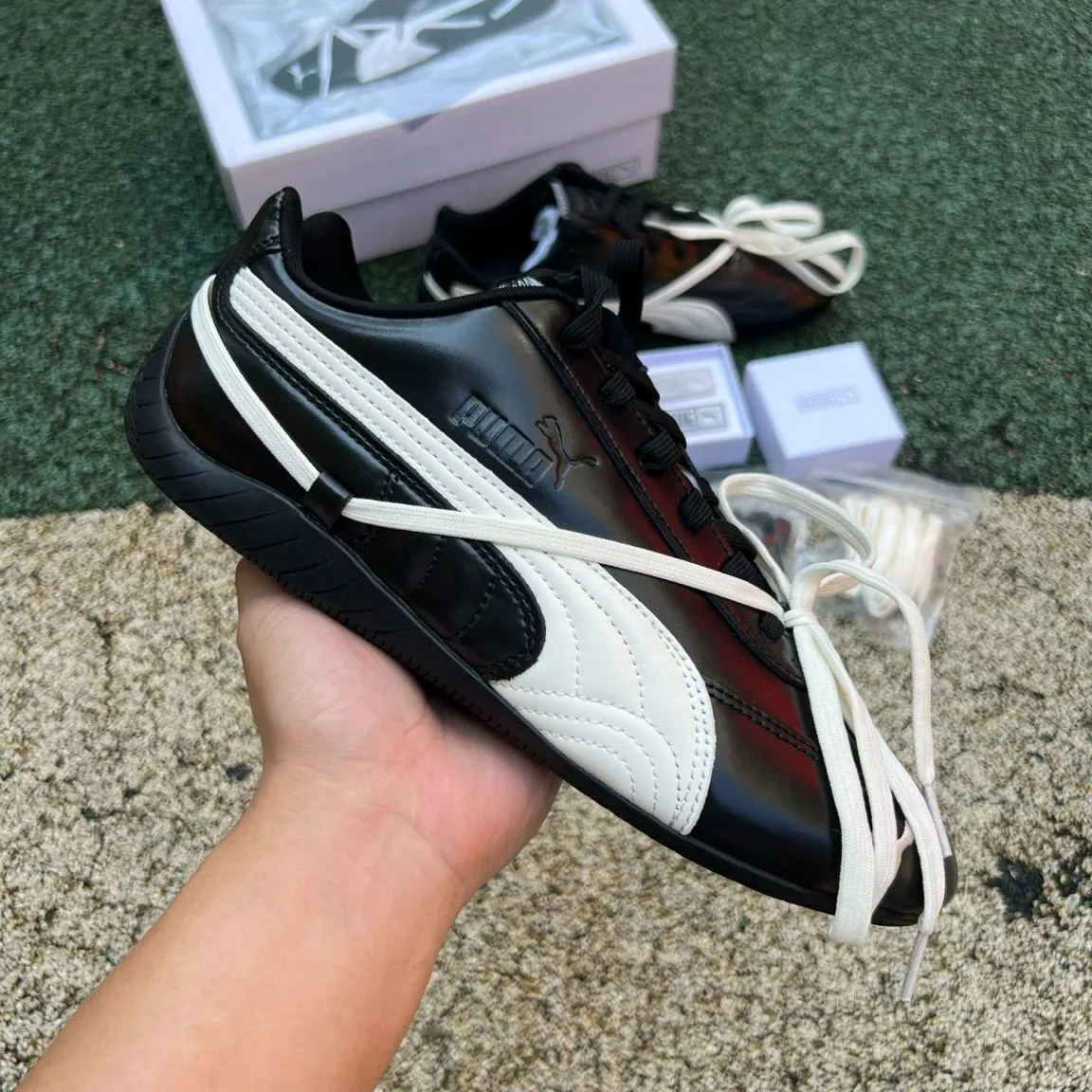 Rosé x PM Speedcat Premium Leather Black Shoes Sneakers - pm0000015 - Image 3