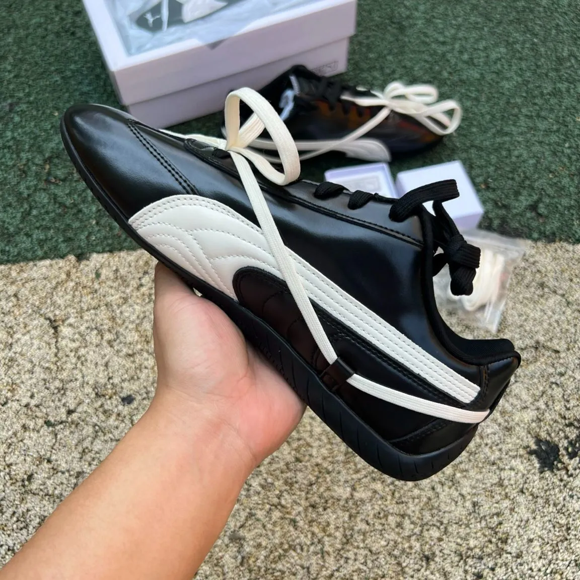 Rosé x PM Speedcat Premium Leather Black Shoes Sneakers - pm0000015 - Image 4