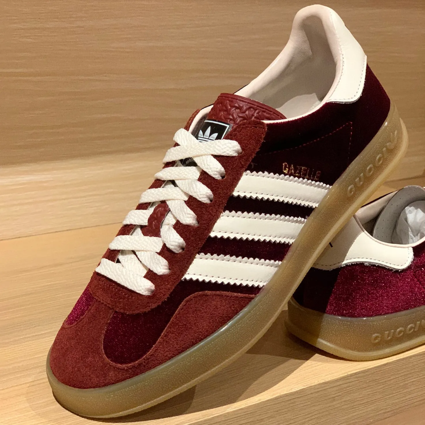 GG x AD Gazelle 'Burgundy Velvet' Shoes Sneakers – nk0004912 - Image 3
