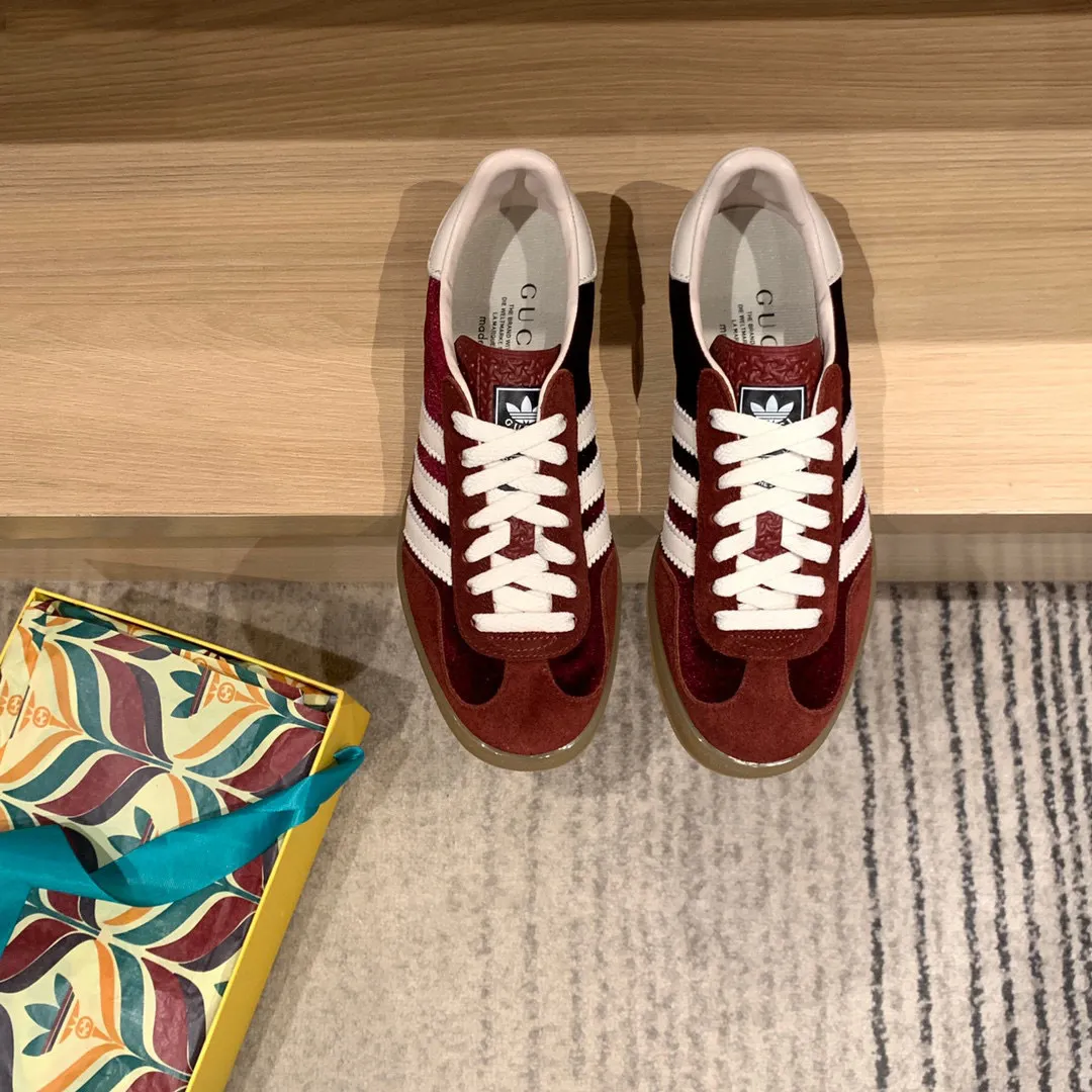 GG x AD Gazelle 'Burgundy Velvet' Shoes Sneakers – nk0004912 - Image 4