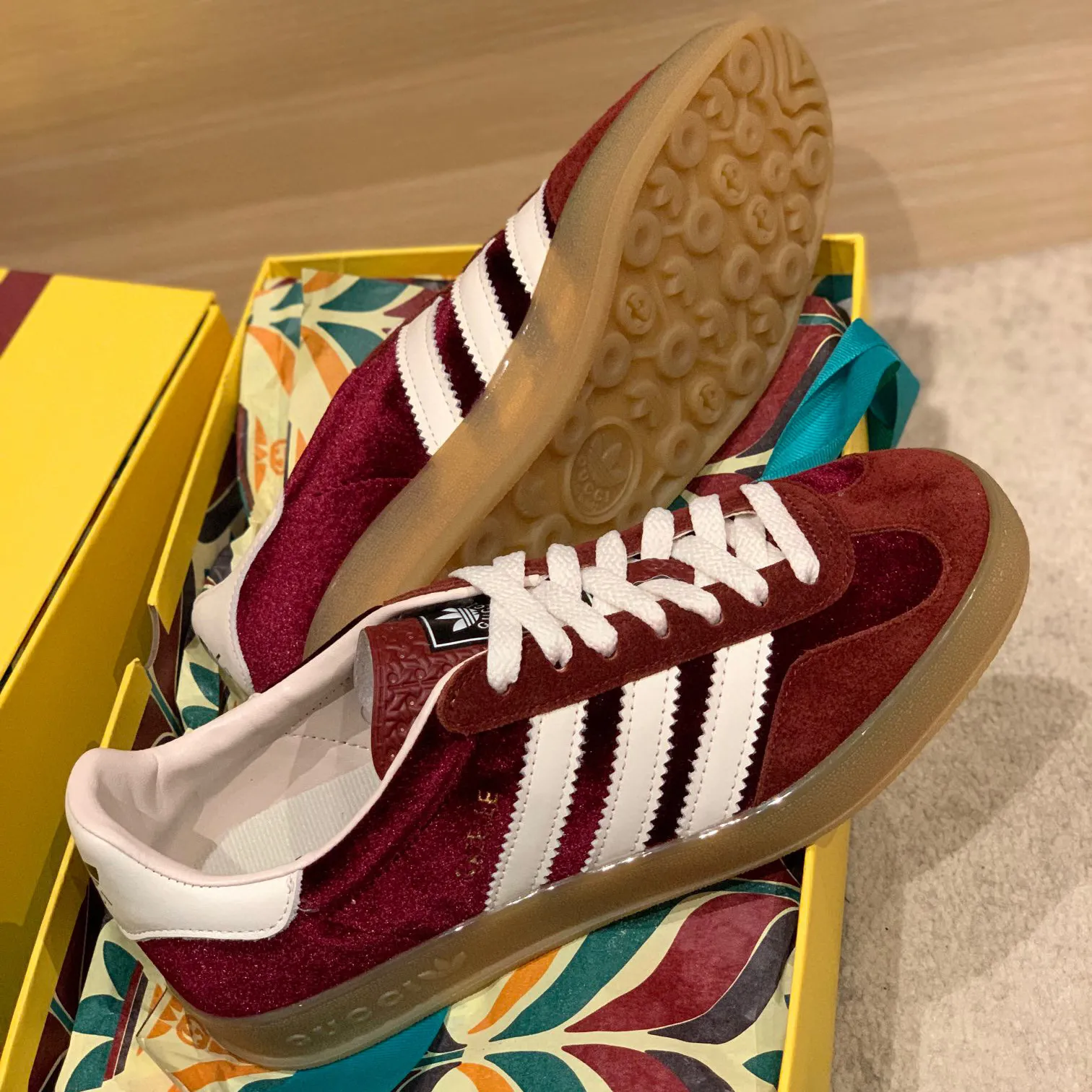 GG x AD Gazelle 'Burgundy Velvet' Shoes Sneakers – nk0004912 - Image 7