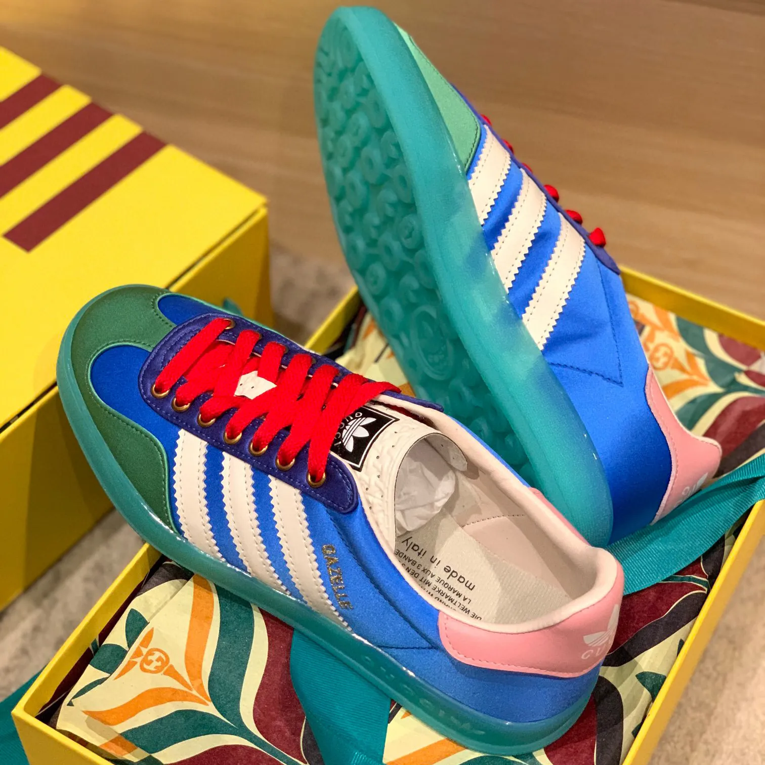 GG x AD Gazelle 'Light Blue Silk' Shoes Sneakers – nk0004914 - Image 6