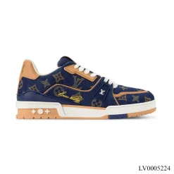 LV Trainer Denim Blue Shoes Sneakers – LV0005224