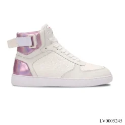 LV Rivoli High-Tops – White with Iridescent Purple Heel Shoes Sneakers – LV0005245