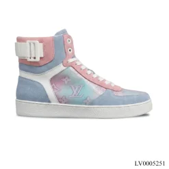 LV Rivoli Pink Blue High Tops Shoes Sneakers – LV0005251